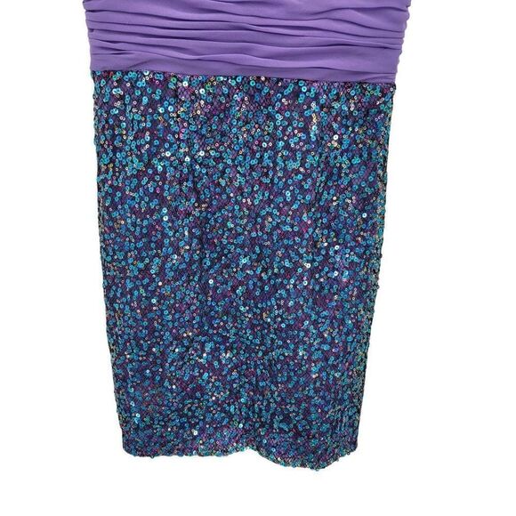 Hailey Logan Dress Mermaid Fairycore Netted Sequin Fit Flare Mini Purple 3/4 - Picture 7 of 13